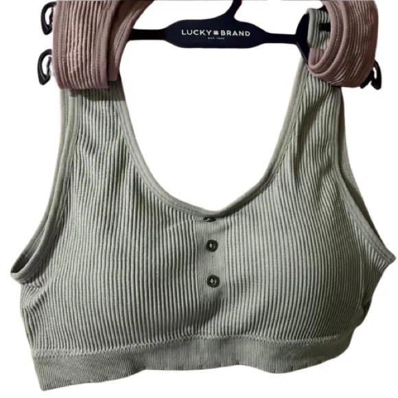 Lucky Brand Ribbed Bralette Set - Pink and Gray - Picture 3 of 7